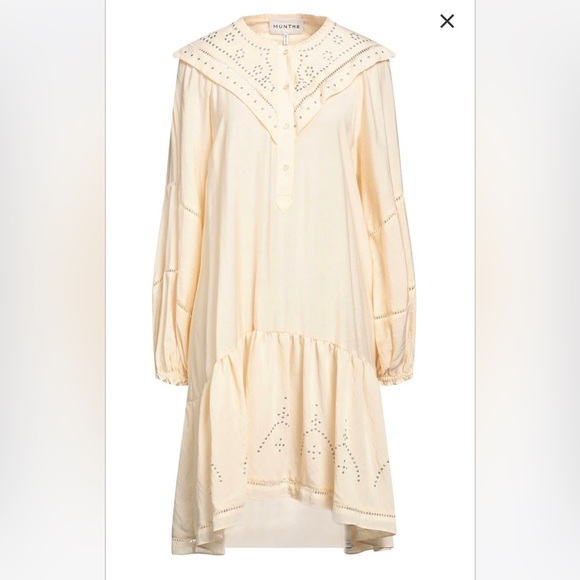 NWT MUNTHE Capture Dress Boho Ruffle Studded Sustainable Long Sleeve EU 40 - Picture 3 of 9